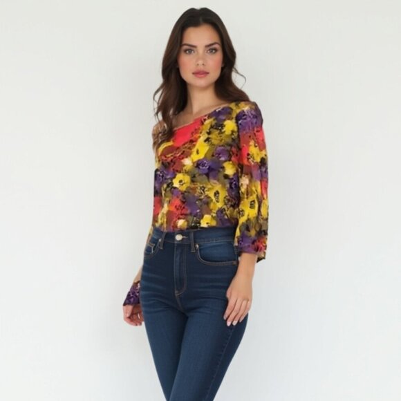 broadway & broome floral multicoloured top S - Picture 1 of 11